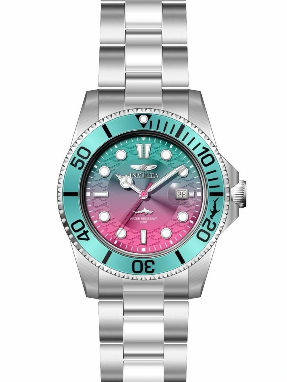 Sake today new Invicta Pro Diver Men's Watch 42mm Steel Tone Case Pink+Tiffany